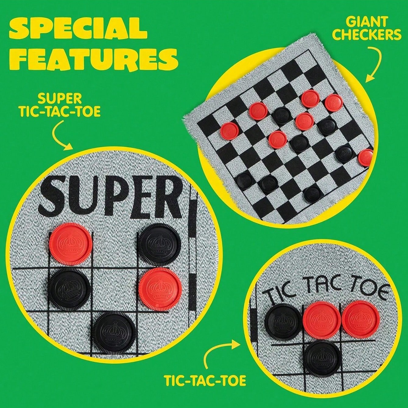 Tic Tac Toe Giant - Set di Giochi Vintage 3-in-1 -